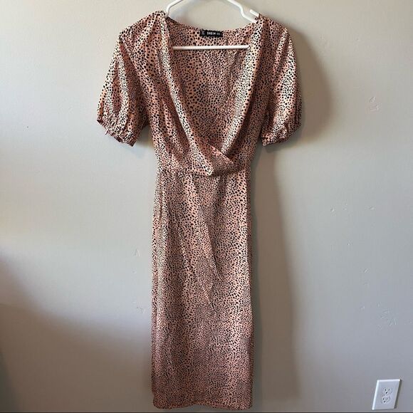 SHEIN Cross Front Polkadot Midi Dress Size Medium - Picture 1 of 5